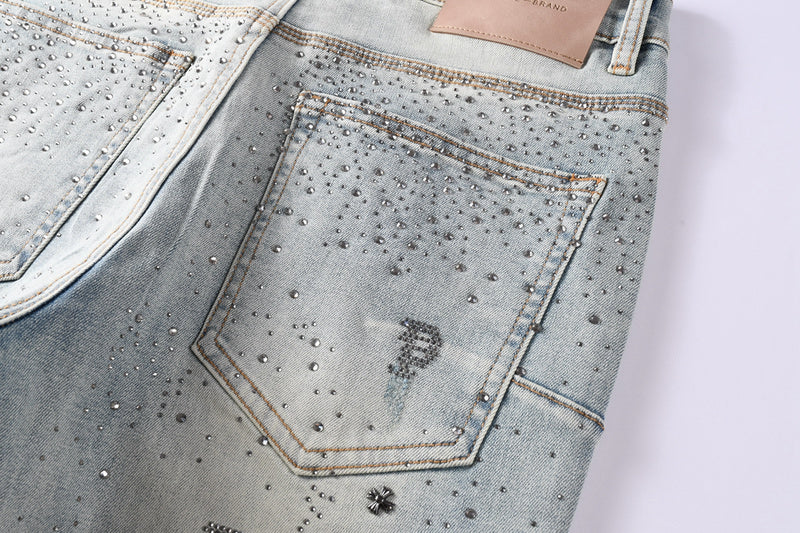 Purple Brand Crystal Diamond Jeans #9127