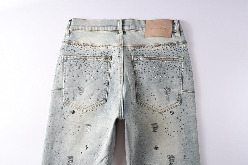 Purple Brand Crystal Diamond Jeans #9127