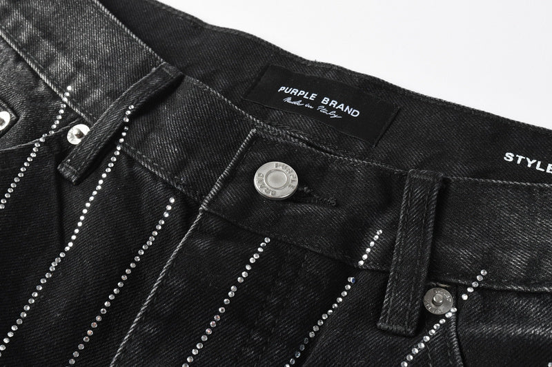 Purple Brand Crystal Diamond Denim Shorts #5104