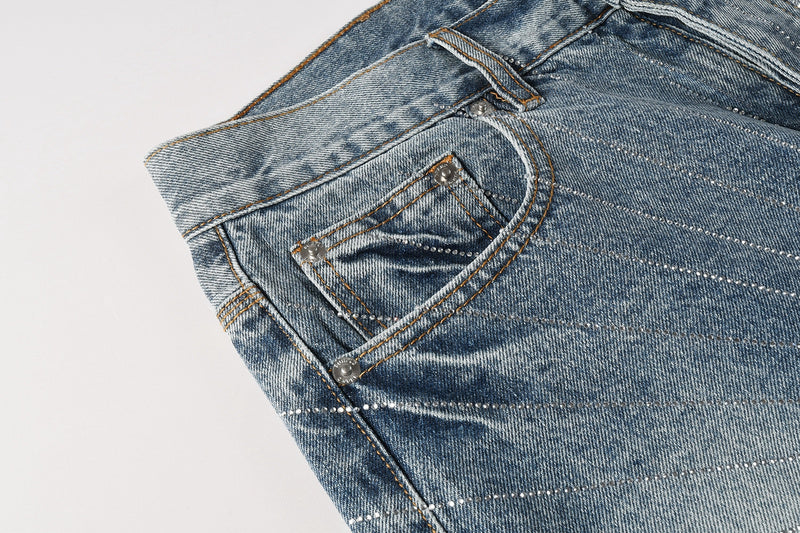 Purple Brand Crystal Diamond Denim Shorts #5100