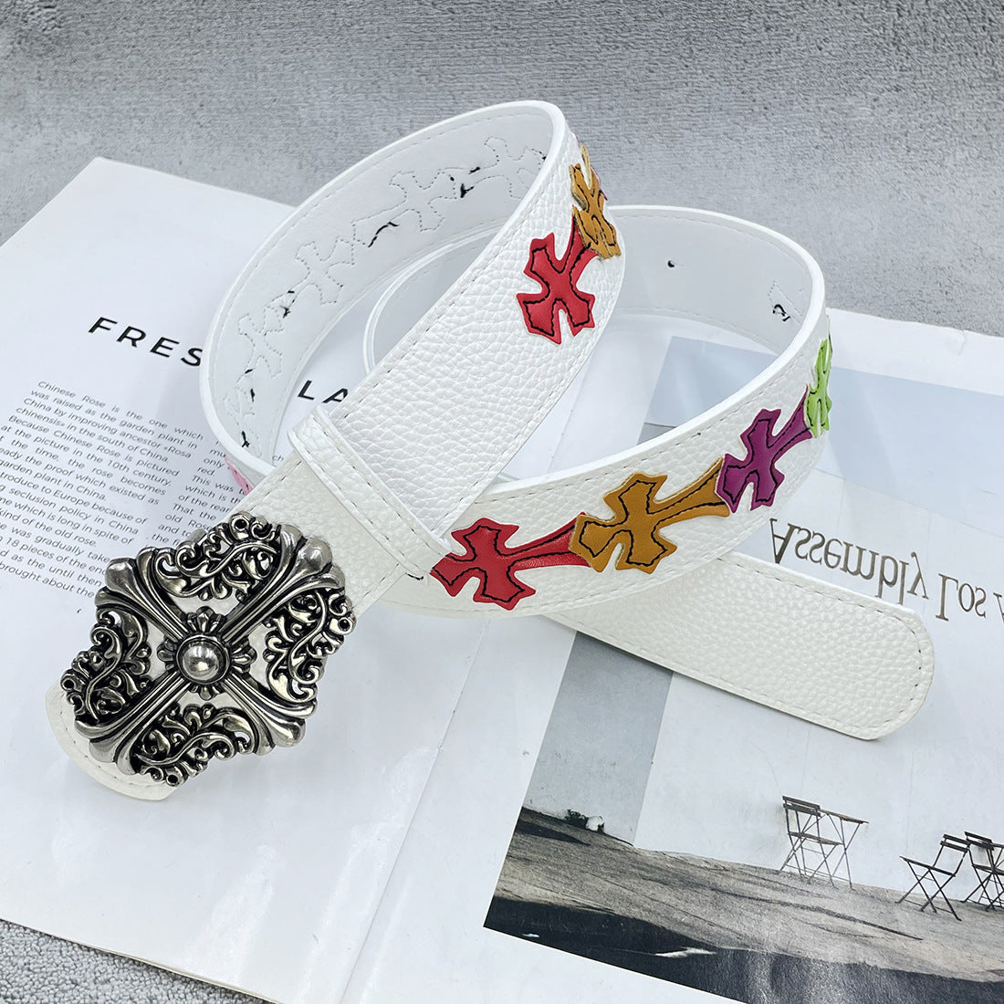 Chh Chrome Heart Belt Embroidery Belt Male