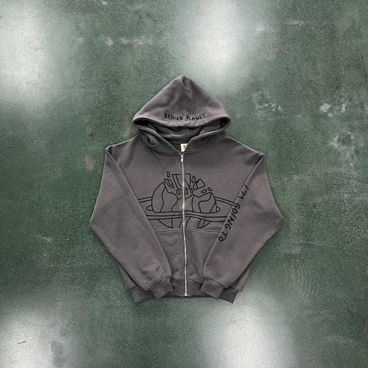Broken P Planet Zip Up Hoodie